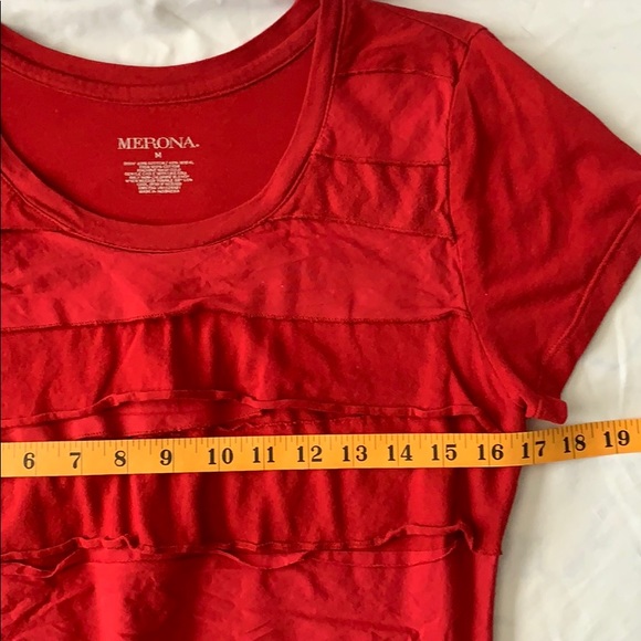 Merona tee-shirt short sleeve ruffles red - Picture 5 of 8